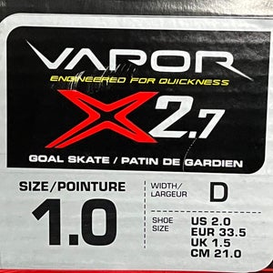 Bauer Supreme S27 Hockey Goalie Skates Regular Width  Size 1 (New)