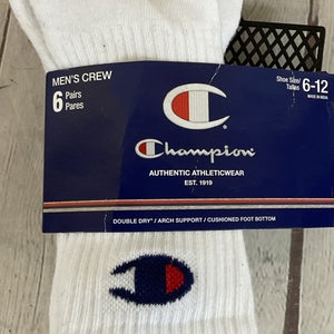 Champion Mens Crew Socks Three Pair Double Dry Moisture Wicking Cushioned Bottom