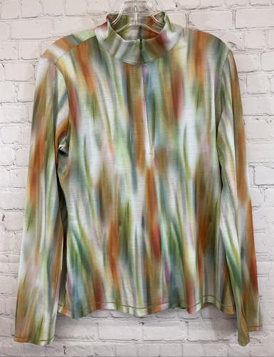 Calia WCG11048P Womens 1/4 Zip Lightweight Long-Sleeve Pullover Multicolor Large