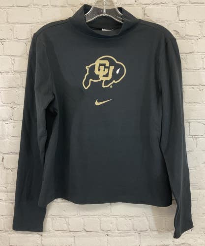 Nike ZWFB1200 Boy's NCAA COLORADO BUFFALOS Long-Sleeve Mock Shirt Black L Large