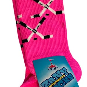 Pink Hockey Stick Socks - Red Lion Zany Performance | Youth 12-4 / Ladies 4-5