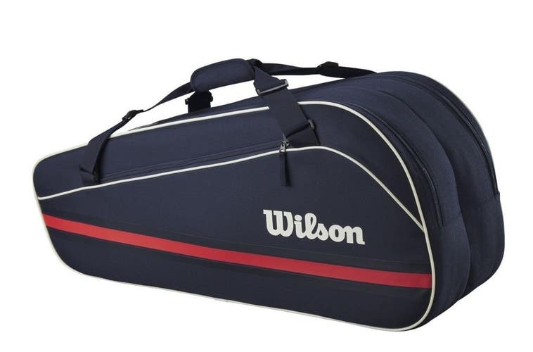 *NWT* WILSON 2025 TEAM TENNIS RACQUET 6PK BAG (NAVY) #WR8039901001. MSRP: $80