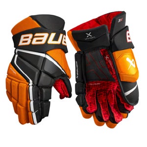 New Bauer Vapor 3X Black and Orange Senior Gloves 14"