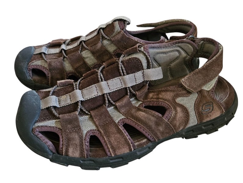 Men's Size 10 - Skechers Brown Leather Outdoor - Fisherman Sandal Shoes