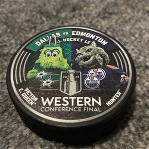 Dallas Stars vs Edmonton Oilers Mascot Match Up Hockey Puck 2025 Western Conference Final