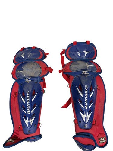 Used Mizuno SAMUARI Catchers Leg Guards Royal Blue Adult 11847-S000027344