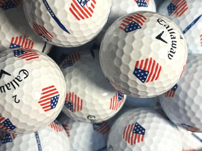 15  US Flag Tru Trac Callaway Chrome Soft Truvis AAAA Near Mint Used Golf Balls