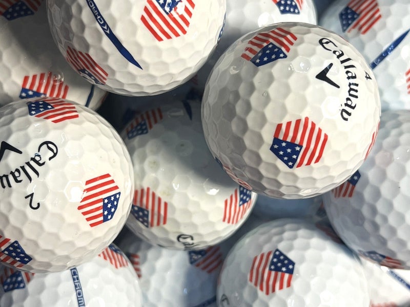 15  US Flag Tru Trac Callaway Chrome Soft Truvis AAAA Near Mint Used Golf Balls
