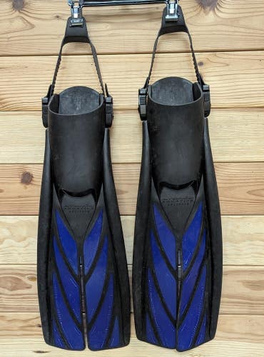 Atomic Aquatics Split Fin Blue Size XL Adjustable Straps Open Heel Scuba Dive