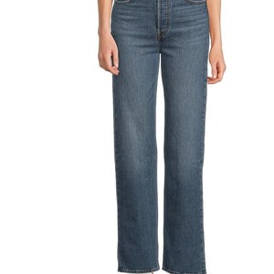 Levi's Premium Ribcage Jean Womens 28 X 32 Blue Denim Cotton Straight Leg QLW660