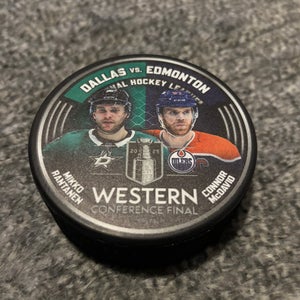 Dallas Stars vs Edmonton Oilers 2025 NHL Western Conference Finals Match Up Hockey Puck