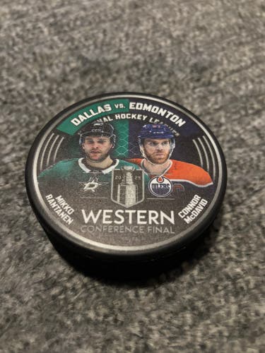 Dallas Stars vs Edmonton Oilers 2025 NHL Western Conference Finals Match Up Hockey Puck