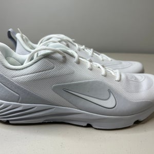 Size 12 Men’s Nike Alpha Huarache 8 Pro Turf Lacrosse LAX White Grey