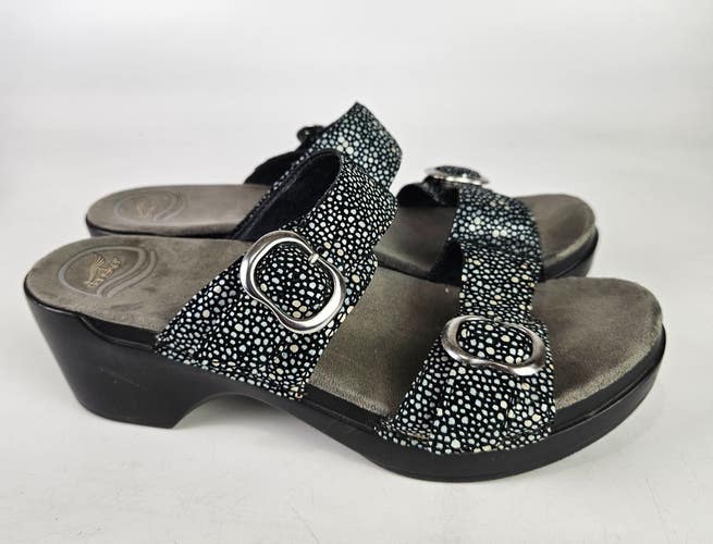 Dansko Black Pattern Sophie Platform Sandal Comfort Clog Womens 38 / 7.5-8