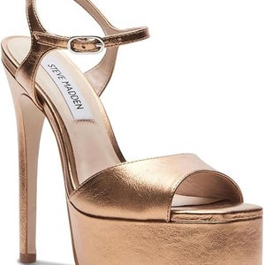 Steve Madden Cologne Sandals Women's US 9 Bronze Leather Stiletto Heel PQ505