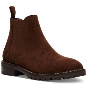 Steve Madden Leopold Bootie Women 6.5 Brown Suede Block Heel Chelsea Boots PQ518