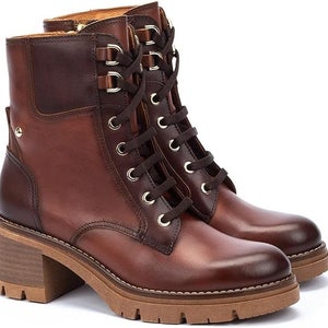 Pikolinos Soria W0B-8552C2 Boots Women's US 4-5 Brown Leather Round Toe PQ503