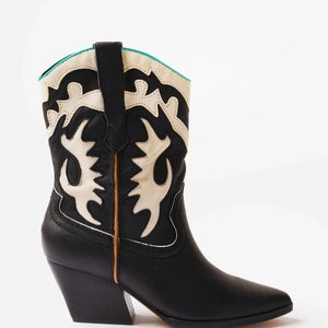 Dolce Vita Landen Women's Black Leather Pull On Cowboy Western Boots PQ533