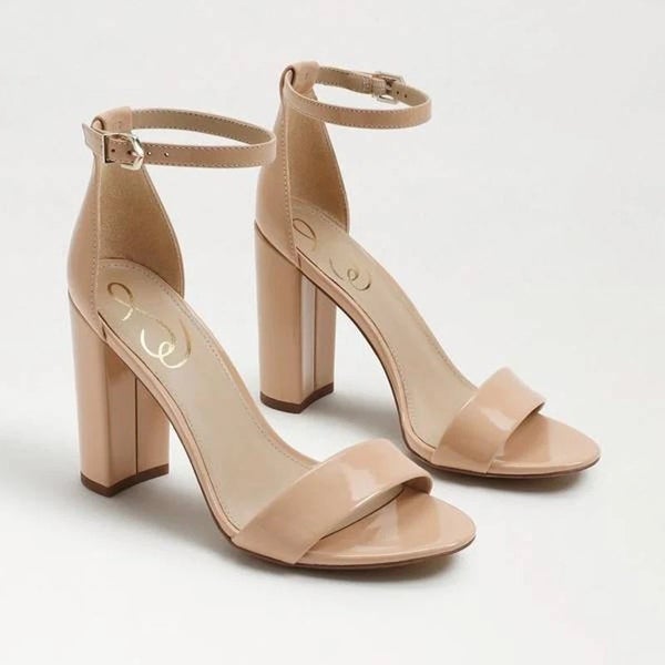 Sam Edelman Yaro E8511SH270 Sandal Women's 8 Beige Block Heel Ankle Strap PQ499