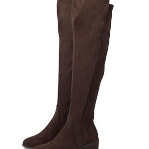 Anne Klein Adrenna Boots Women's US 7.5 Dark Brown Block Heel Knee High PQ494
