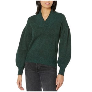 Madewell Vinson Sweater Women's XS Green Knitted Shawl-Collar Pullover QLW546