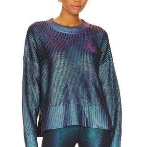 Beach Riot Callie Sweater Womens Large Galaxy Shine Ribbed Trim Pullover QLW526