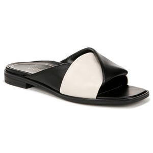 Vionic Miramar Sandal Women's US 9 Black Leather Square Toe Slip-On Slide PQ496