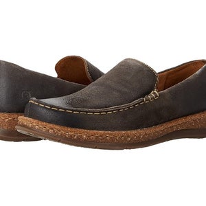 Born Baylor Men's US 11 Dark Gray Dist Leather Slip-On Casual Shoes PQ511