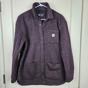 Carhartt Brushed Fleece Shirt Loose Fit Jacket Women's Size: M Snap Up Purple