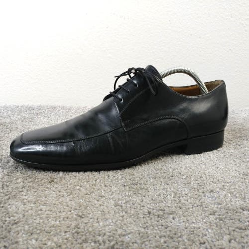 Santoni Prichard Apron Toe Oxford Shoes Mens Size 8.5 Black Leather 11927