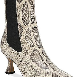 Sam Edelman Lani Ankle Boots Women 6.5 Stone Snake Squared Toe Spool Heel PQ510