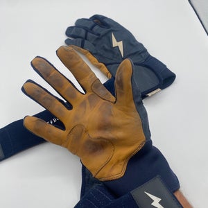 Navy Blue Bruce Bolt Long Cuff Batting Gloves Size Large