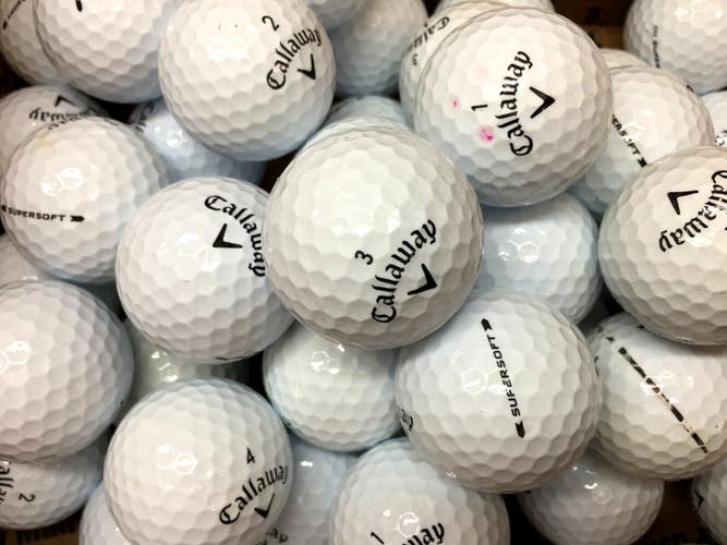 50 Near Mint AAAA White Callaway Supersoft Used Golf Balls with Mesh Bag