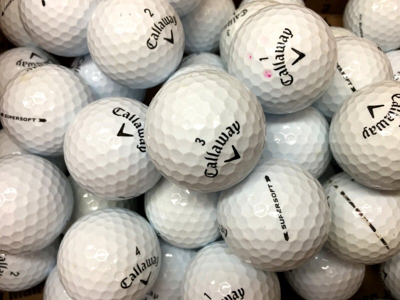 50 Near Mint AAAA White Callaway Supersoft Used Golf Balls with Mesh Bag