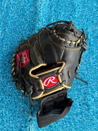 Black Rawlings Gold Glove Elite RH Catcher's Baseball Glove 32.5" (Used)