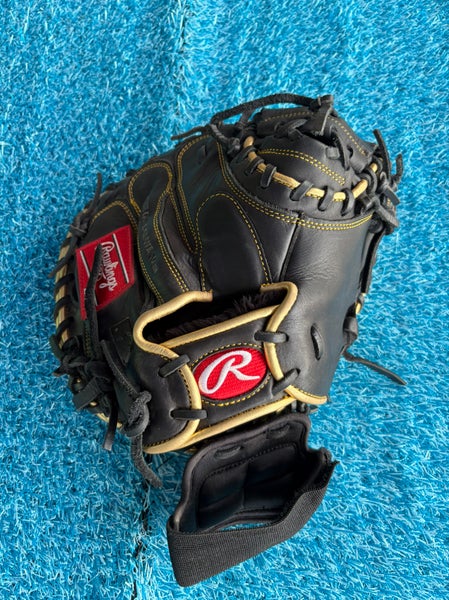 Black Rawlings Gold Glove Elite RH Catcher's Baseball Glove 32.5" (Used)