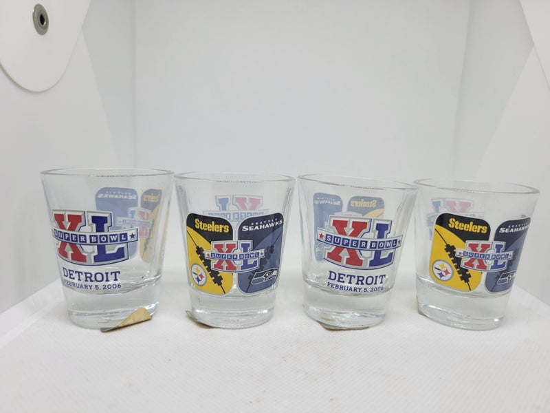 Set of Four Super Bowl XL Detroit Shot Glasses