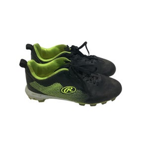 Used Rawlings BASEBALL CLEATS BB/SB Cleats Black And Neon Green Junior 04 11347-S000250618