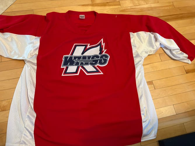 ECHL Kalamazoo Wings Red Men's XXL Athletic Knit Practice Jersey (Used)