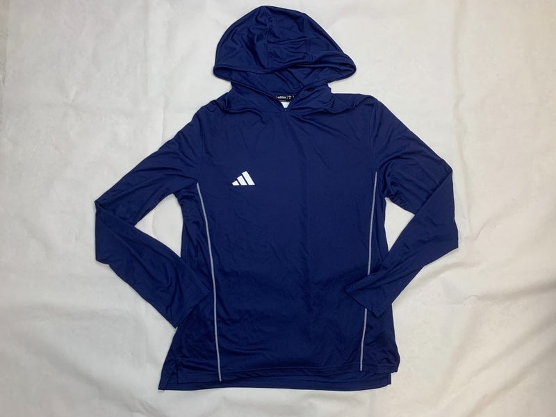Adidas Utility Long Sleeve Hood Men's M Navy Blue Training Tee Shirt JF1545