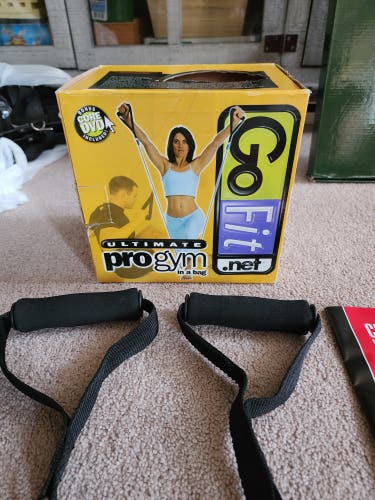 Ultimate ProGym In A Bag Go Fit At Home Gym Resistance Bands DVD Manual Open Box