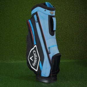 CALLAWAY GOLF CHEV 14 CART BAG 14 WAY DIVIDERS GOLF BAG, BLUE/BLACK + RAIN HOOD!