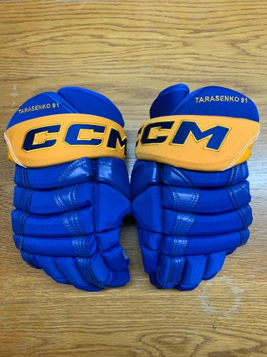 CCM HG90PR Pro Stock Hockey Gloves 14" St Louis Blues Reverse Retro Tarasenko