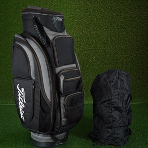 TITLEIST CART BAG GOLF BAG GRAY / BLACK ~ MADE IN USA, LOTS OF STORAGE ~ WOW!!