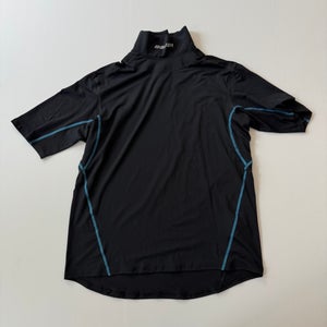 New Black Bauer Short Sleeve Kevlar Neck Guard Compression Shirt - Senior Large