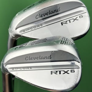 Cleveland RTX6 Zipcore Wedge Set LEFT Hand Mid Bounce 52-10*, 56-10* Steel NEW!