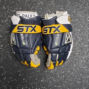 Used STX CELL V ST. PAULS Lacrosse Gloves Mens Navy Blue SM 11849-S000029276