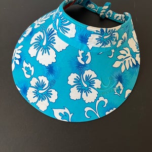 King Gibson sun visor wide brim golf hat blue floral patterns