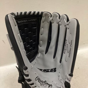 Used Rawlings RSR140GB RH Throw Fastpitch Gloves Black And Grey 14" 11725-S000487630