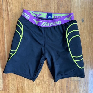 Mizuno Womens Aero Vent Padded Softball Sliding Shorts Black/Purple/Neon. Size L
